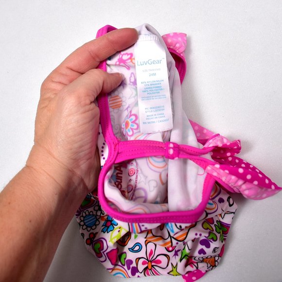 LuvGear Sun Alert Bright Floral Baby Girl's Swimsuit Size 24 Months - Picture 6 of 10